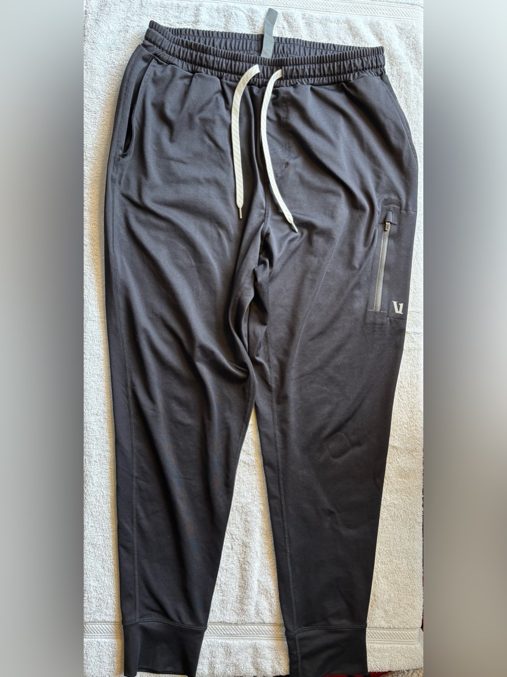 Vuori Men's Charcoal Black Joggers with White Drawstring